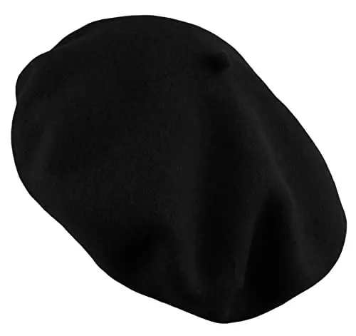 Ayollar uchun fransuz beret shapkasi Qattiq rangli oddiy jun klassik an'anaviy rassom shapkasi - 3