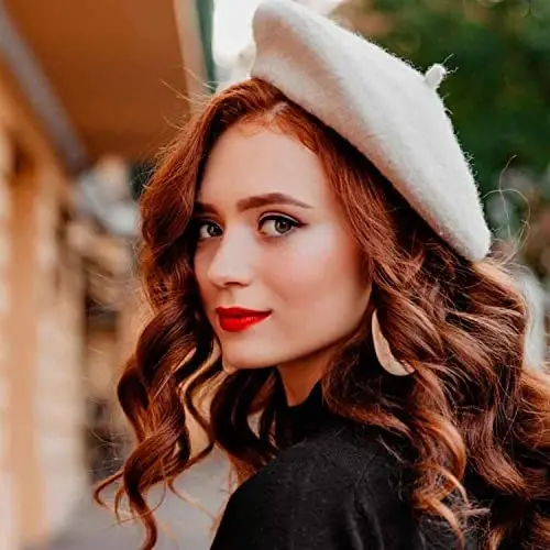 Ayollar uchun fransuzcha beret shapka, bir xil rangli oddiy jun klassik an'anaviy rassom qalpoq - 6