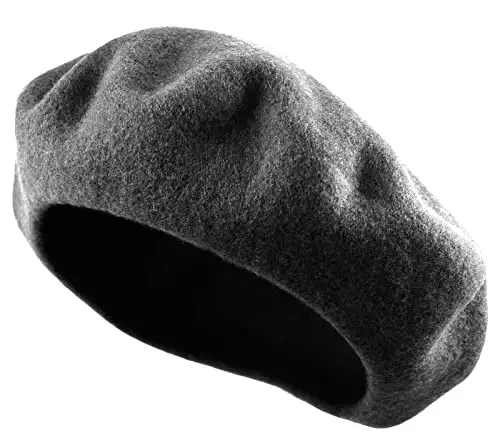 Ayollar uchun fransuzcha beret shapka, to'q rangli, oddiy jun, klassik an'anaviy rassom shapkasi - 3