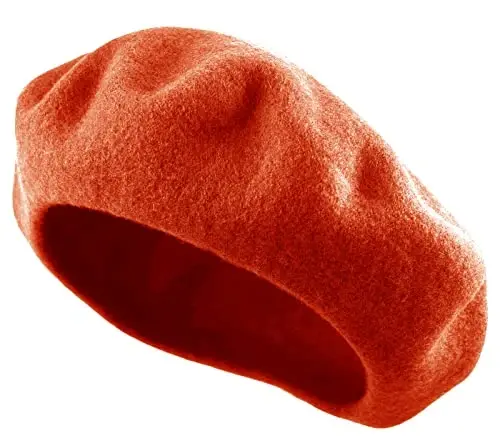 Ayollar uchun fransuzcha beret shlyapasi, bir xil rangli, oddiy junli, klassik an'anaviy rassom shapkasi - 3
