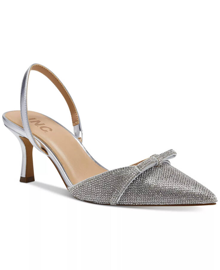 Ayollar uchun Gelsey Slingback Kitten-Heel Pompalari, Modazone Silver Crystal uchun yaratilgan - 1