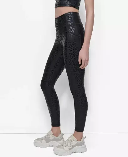 Ayollar uchun gulli yuqori belli 7/8 kolgotka - Night Cat Black - DKNY (1)