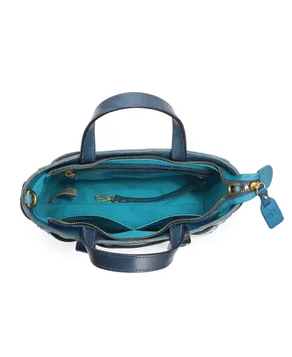 Ayollar uchun haqiqiy charm Westland Minit Tote sumkasi - Firuza - 7