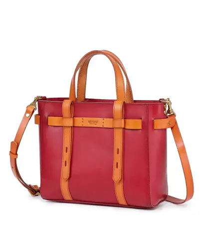 Ayollar uchun haqiqiy charm Westland Minit Tote sumkasi-Qizil - 5