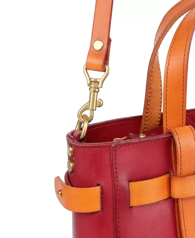 Ayollar uchun haqiqiy charm Westland Minit Tote sumkasi-Qizil - 6