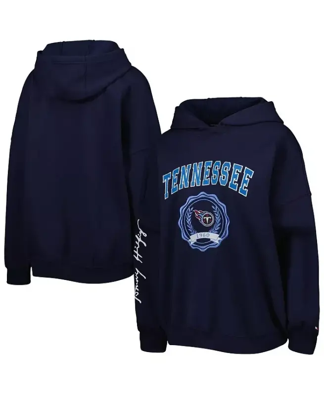 Ayollar uchun harbiy-dengiz Tennessee Titans Becca tushirilgan yelkali pulover xudi - Harbiy-dengiz - 1