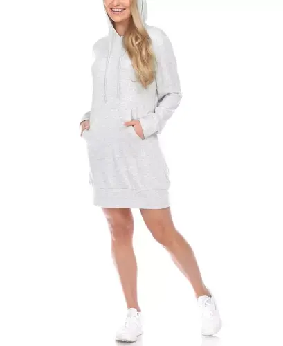 Ayollar uchun Hoodie Sviter Ko'ylak - Och kulrang - WHITE MARK (1)
