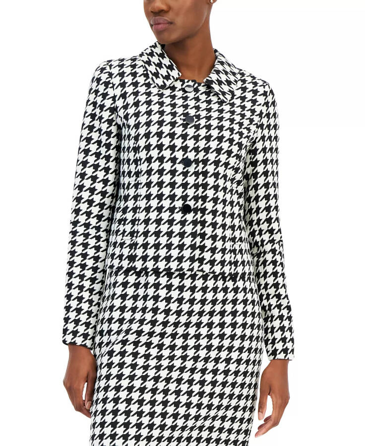 Ayollar uchun Houndstooth Jaket va Ko'ylak to'plami Qora/Fil suyagi - 3