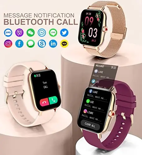 Ayollar uchun Iaret Smart Watch (Qo'ng'iroq qabul qilish/terish), Fitness Tracker Android iOS telefonlari uchun suv o'tkazmaydigan aqlli soat 1,7