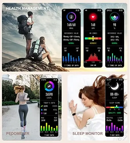 Ayollar uchun Iaret Smart Watch (Qo'ng'iroq qabul qilish/terish), Fitness Tracker Android iOS telefonlari uchun suv o'tkazmaydigan aqlli soat 1,7