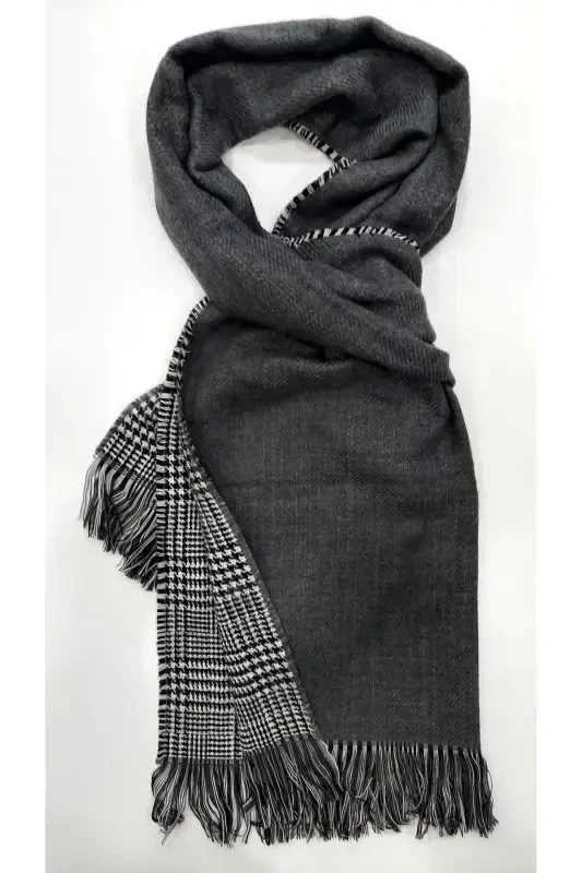 Ayollar uchun ikki tomonlama yumshoq matoli sharf qora-qora - 1