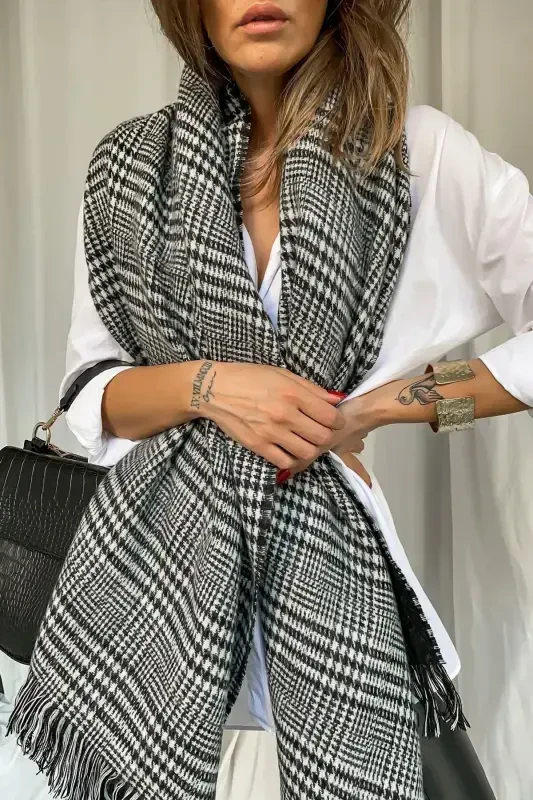 Ayollar uchun ikki tomonlama yumshoq matoli sharf qora-qora - 2