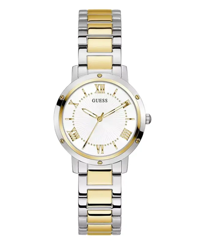 Ayollar uchun ikki tonli zanglamaydigan po'lat bilaguzukli soat, 34 mm-Ikki tonli - GUESS