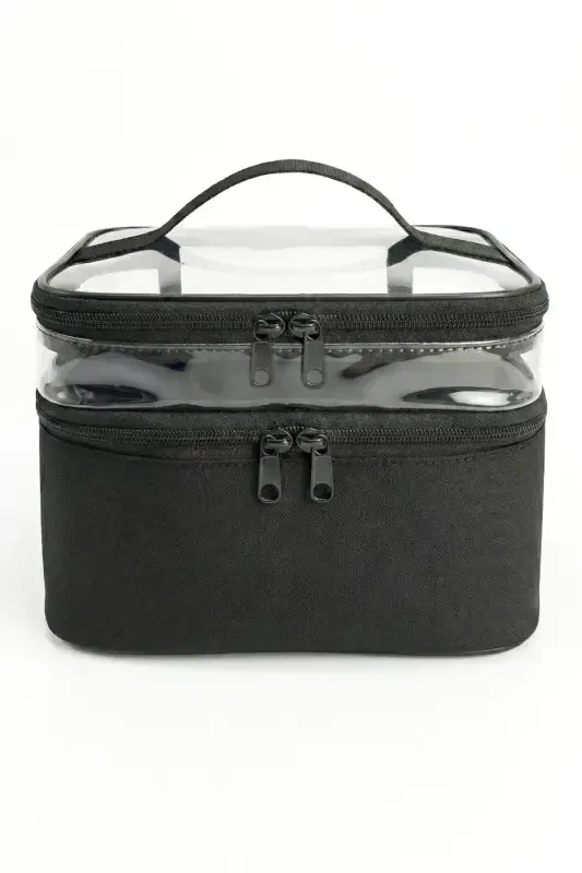 Ayollar uchun ikkita keng bo'limli, kamarali, katlanadigan parvarish sayohat tashkilotchisi kosmetika sumkasi - 8