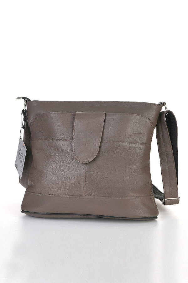 Ayollar uchun jigarrang haqiqiy charmli crossbody xalta - 4