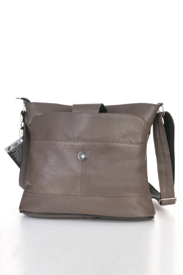 Ayollar uchun jigarrang haqiqiy charmli crossbody xalta - 5