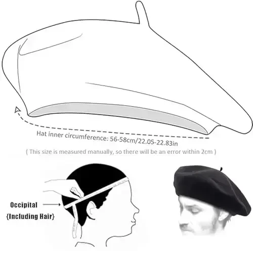 Ayollar uchun jun Fransuz bereti. Chiroyli, bir rangli, choʻziluvchan, klassik beret. - 5