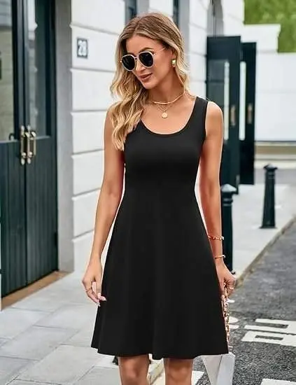 Ayollar uchun kamzul, yumaloq yoqali, qisqa viskoza ko'ylak - 2