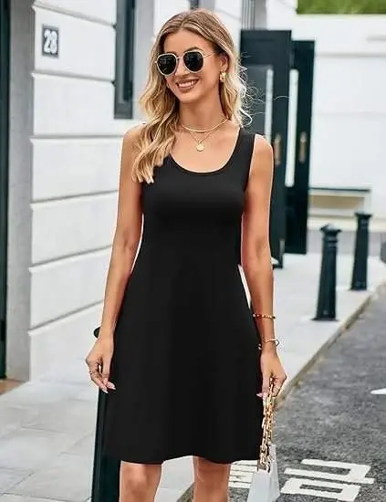 Ayollar uchun kamzul, yumaloq yoqali, qisqa viskoza ko'ylak - 5