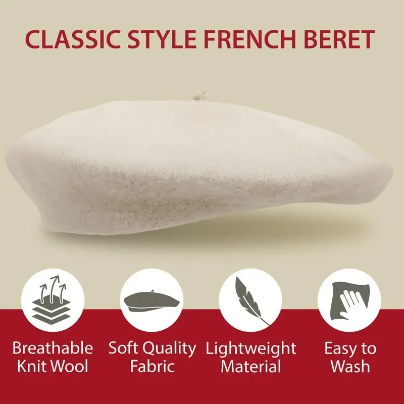 Ayollar uchun Kangaroo Beret Shlyapalar, Klassik Frantsuz Moda Aksessuari - 4