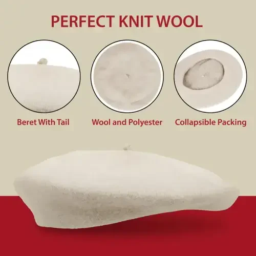 Ayollar uchun Kangaroo Beret Shlyapalar, Klassik Frantsuz Moda Aksessuari - 5