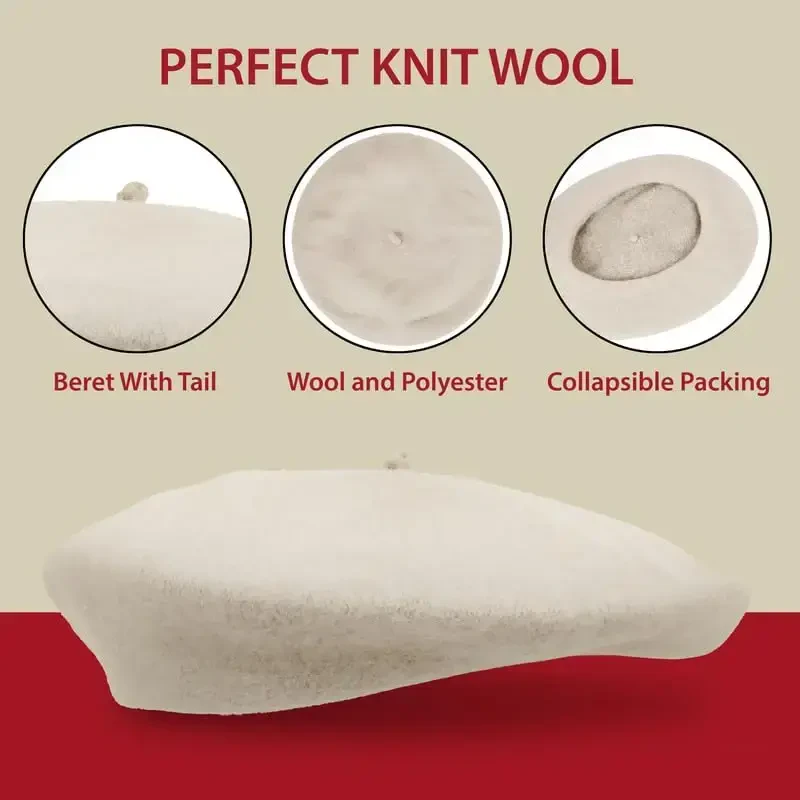 Ayollar uchun Kangaroo Beret Shlyapalar, Klassik Frantsuz Moda Aksessuari - 5