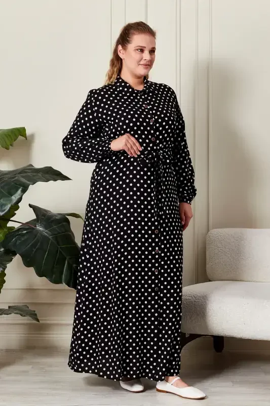 Ayollar uchun katta hajmli polka nuqta ko'ylak - 6