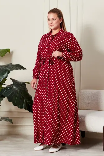 Ayollar uchun katta o'lchamli polka nuqta ko'ylak - 5