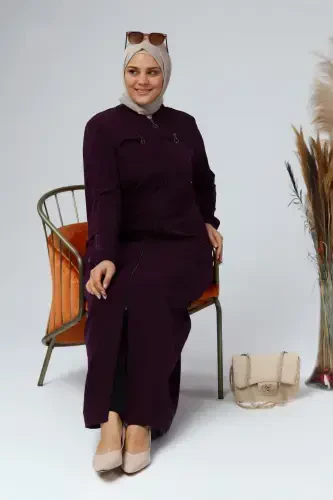 Ayollar uchun katta o'lchamli tugmali yozgi ko'ylak - to'q binafsha - 6