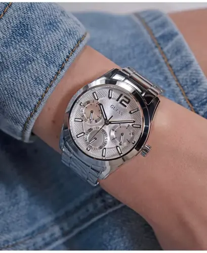 Ayollar uchun ko‘p funksiyali kumush rangli zanglamaydigan po‘lat soat 38 mm - Kumush - 6