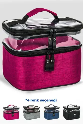 Ayollar uchun kosmetik sumka Ikki keng bo'linmali osma katlanadigan parvarish sayohat tashkilotchisi kosmetik sumkasi - pushti - 5