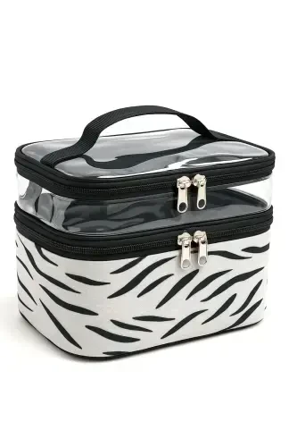 Ayollar uchun Kosmetik Sumka Ikki Keng Bo'lmali Osma Yig'ma Parvarish Sayohat Organayzer Kosmetik Sumka - Rangli - 1