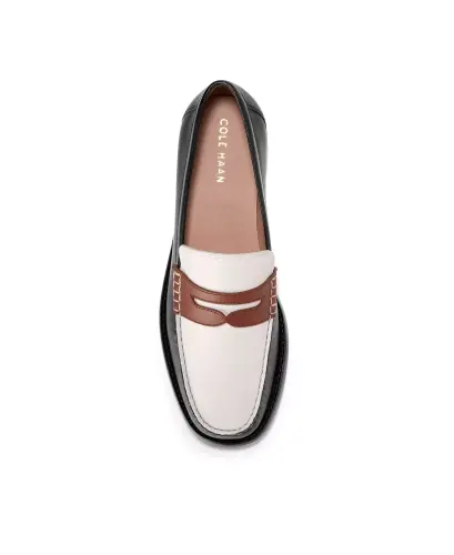 Ayollar uchun Lana Lux Remastered Penny Loaferlari - Qora, To'q Mis, Fil Suyagi Charm - 4