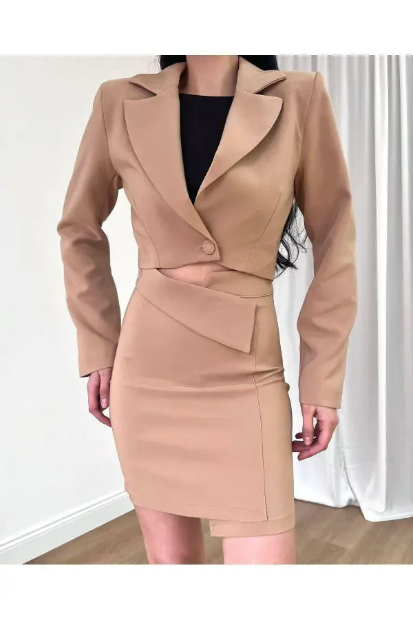 Ayollar uchun libos yubka ko'ylagi uzoq qisma bitta tugmali ikki qismli kostyum - libos va bitiruv liboslari - 2