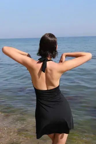 Ayollar uchun Likra Shimlar, Kamonli Ko'ylak Suv Kombinezon, Qizil 37021 - 8