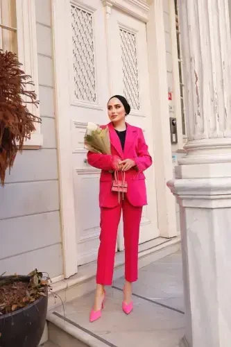 Ayollar uchun manjetli püskülli ko'ylagi va shim to'plami - 4