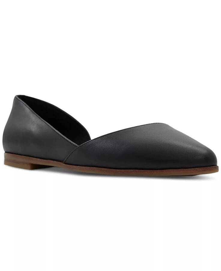 Ayollar uchun Marakova slip-on kesilgan d'Orsay tekis qora charm poyabzallar - 7