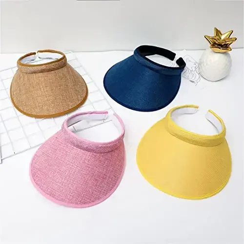 Ayollar uchun mato bilan qoplangan slip-on visor, erkaklar uchun sozlanishi kepka sport quyosh visorlari - 4