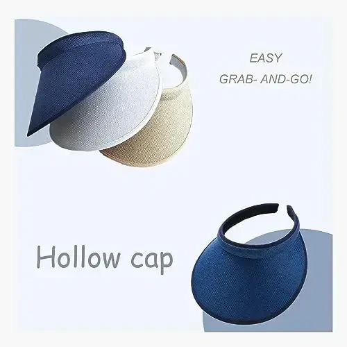 Ayollar uchun mato bilan qoplangan slip-on visor, erkaklar uchun sozlanishi kepka sport quyosh visorlari - 2