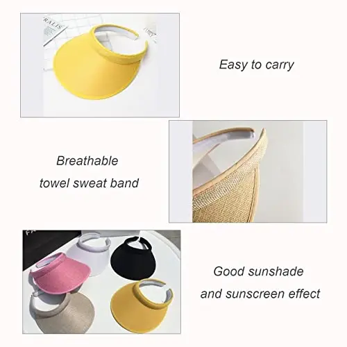 Ayollar uchun mato bilan qoplangan Slip-On Visor, erkaklar uchun sozlanishi kepka sport quyosh visorlari - 6