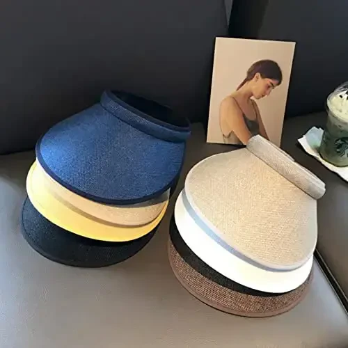 Ayollar uchun mato bilan qoplangan slip-on vizor, erkaklar uchun sozlanishi kepka sport quyosh vizorlari - 2