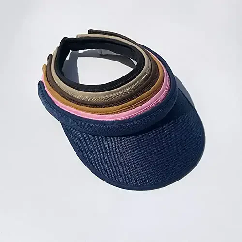 Ayollar uchun mato bilan qoplangan slip-on vizor, erkaklar uchun sozlanishi kepka sport quyosh vizorlari - 7