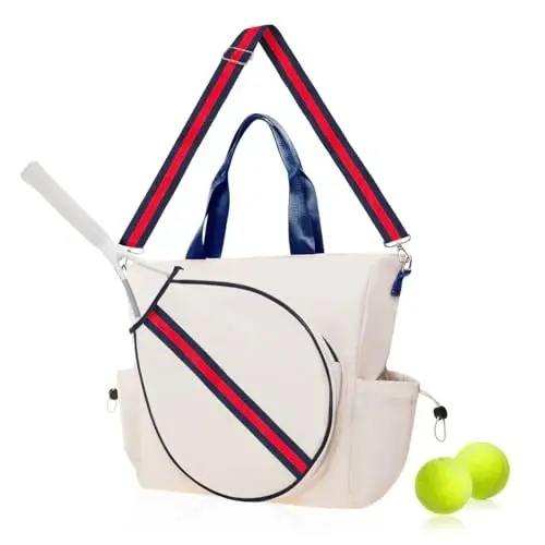 Ayollar uchun Mini Momo Tennis Sumkasi, Racket Tote, Uslubli Ryukzak - Unisex Raketka Sporti Pickleball Sumkasi, Yelkaga osiladigan va ko'ndalang taqiladigan kamar, Katta bo'lim - 1