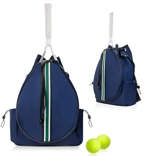 Ayollar uchun Mini Momo Tennis Sumkasi, Raketka uchun sumka, Zamonaviy ryukzak - Uniseks raketka sport turlari, Pikbol sumkasi, Yelkada va tanada taqiladigan kamar, Katta bo'limli 