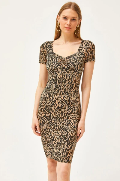 Ayollar uchun Mink Zebra Ro'molli Kristall Viskoz Ko'ylak ELB-19002061 - OLALOOK (1)