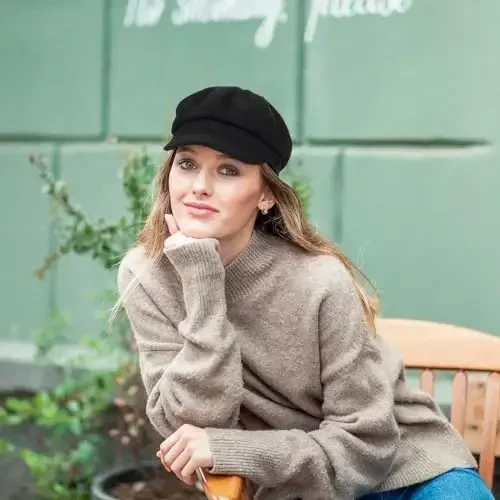 Ayollar uchun moda – yangilikchi shlyapa, jun bere, vintage taksi shlyapasi, pejdboy, qishki shlyapa. - 4