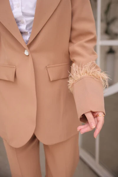 Ayollar uchun mo'ynali jaket va shim to'plami - 2