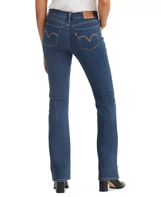Ayollar uchun oddiy klassik o'rta balandlikdagi bootcut jinsi - Lapis to'lqin - 2