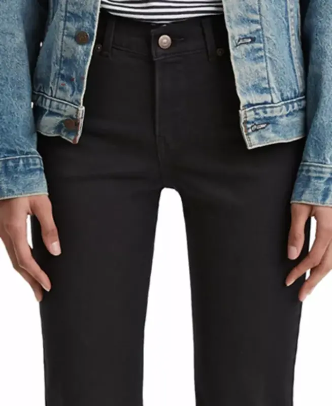 Ayollar uchun oddiy klassik o'rta balandlikdagi bootcut jinsi - Yumshoq qora - 4