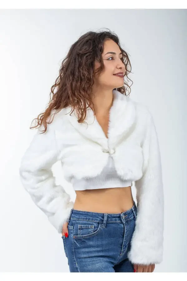 Ayollar uchun oq uzun yengli mo'yna liboslari to'y Bolero - 7